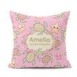Custom Name Cute Sea Turtles And Starfish Kawaii Soft Pink Ocean Square Filled Cushion Throw Pillow Sofa Bed Home Decor Zip Washable UK Made