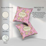 Custom Name Cute Sea Turtles And Starfish Kawaii Soft Pink Ocean Square Filled Cushion Throw Pillow Sofa Bed Home Decor Zip Washable UK Made