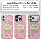 Cute Sea Turtles And Starfish Kawaii Soft Pink Custom Name Protective Phone Case Mobile Cover Durable Everyday Smartphone Shock Resistant