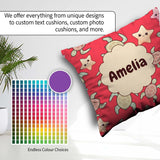 Custom Name Cute Sea And Starfish Kawaii Red Ocean Seamless Name Square Filled Cushion Throw Pillow Sofa Bed Home Decor Zip Washable UK Made