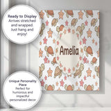 Personalised Name Cute Sea Turtles And Custom  Modern Room Accent Elegant Feature Canvas Wall Art Print Decor Picture Ready to Hang