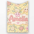 Cute Sea Turtles And Starfish Kawaii Yellow Ocean Seamless Pattern  Personalised Custom Name Super Soft Fleece Blanket Bed Sofa Throw