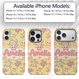 Cute Sea Turtles And Starfish Kawaii Yellow Ocean Custom Name Protective Phone Case Mobile Cover Durable Everyday Smartphone Shock Resistant