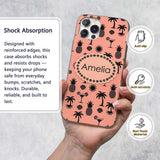 Tropical Beach Pineapple Cocktail Shell Palm Custom Name Protective Phone Case Mobile Cover Durable Everyday Smartphone Shock Resistant