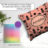 Custom Name Tropical Beach Pineapple Cocktail Shell Palm Pattern Square Filled Cushion Throw Pillow Sofa Bed Home Decor Zip Washable UK Made