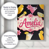 Personalised Name Colorful Cocktail Drinks Custom  Unique Gift Idea Elegant Feature Canvas Wall Art Print Decor Picture Ready to Hang