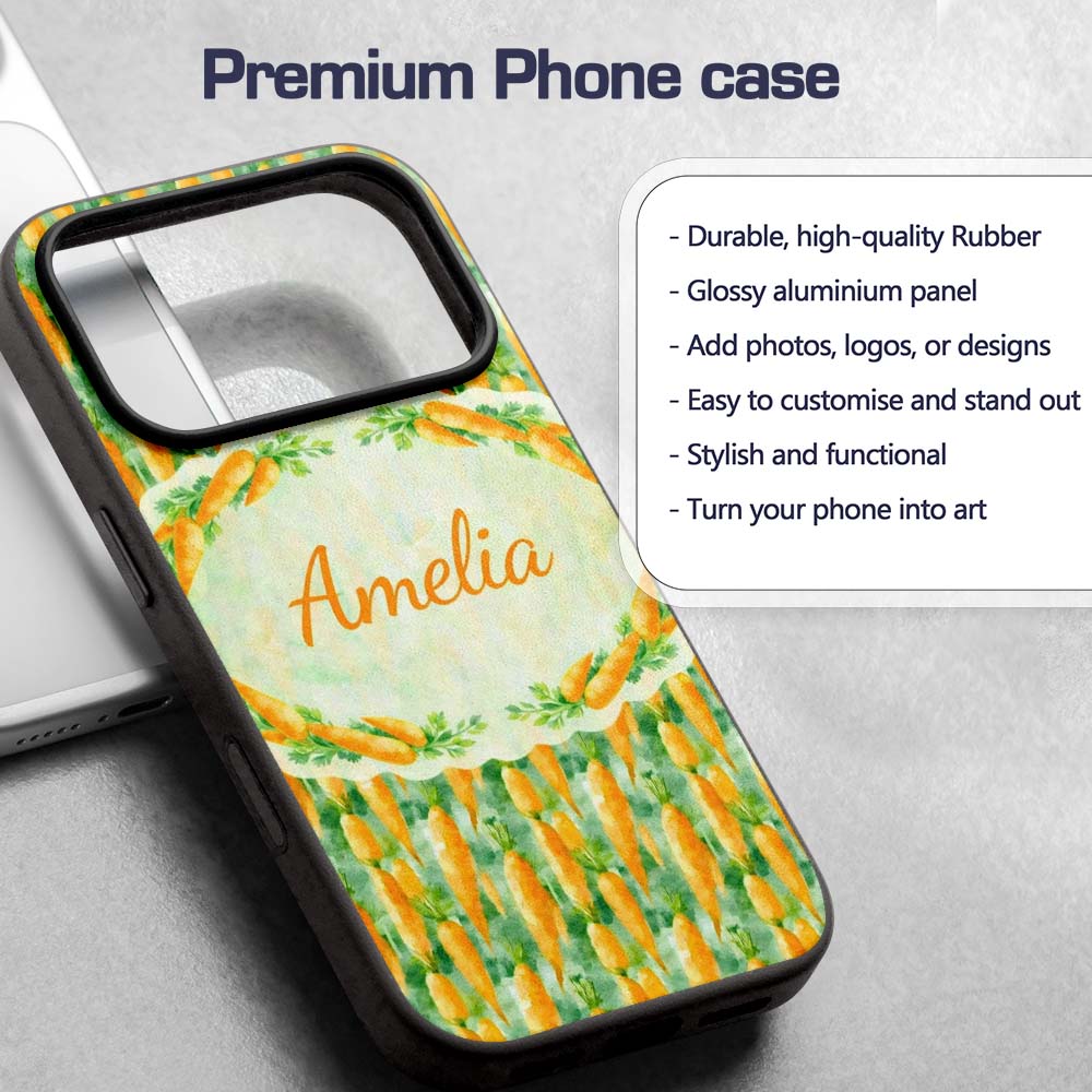 Watercolor Carrot Brushstroke Texture Seamless Custom Name Protective Phone Case Mobile Cover Durable Everyday Smartphone Shock Resistant