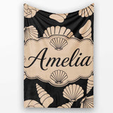 Neutral Seashell Coastal Beige Minimal Seamless Pattern Name Cute  Personalised Custom Name Super Soft Fleece Blanket Bed Sofa Throw