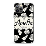Light Neutral Seashell Coastal Minimal Seamless Custom Name Protective Phone Case Mobile Cover Durable Everyday Smartphone Shock Resistant