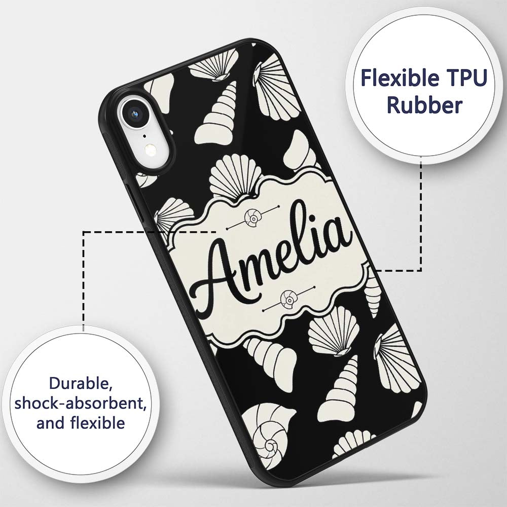 Light Neutral Seashell Coastal Minimal Seamless Custom Name Protective Phone Case Mobile Cover Durable Everyday Smartphone Shock Resistant