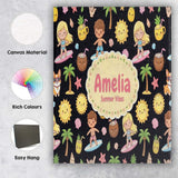 Personalised Name Cute Summer Beach Kids Custom  Unique Gift Idea Elegant Feature Canvas Wall Art Print Decor Picture Ready to Hang