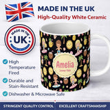 Personalized Custom Name Cute Summer Beach Kids Fun Tropical Seamless Pattern Name Unique 11oz Ceramic Coffee Tea Mug White Large Handle