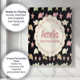 Personalised Name Cute Sea Turtles And Custom  Modern Room Accent Elegant Feature Canvas Wall Art Print Decor Picture Ready to Hang