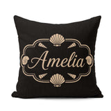 Custom Name Black Tropical Beach Silhouette Summer Seamless Name Square Filled Cushion Throw Pillow Sofa Bed Home Decor Zip Washable UK Made