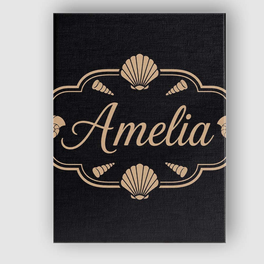 Personalised Name Black Tropical Beach Custom  Modern Room Accent Elegant Feature Canvas Wall Art Print Decor Picture Ready to Hang