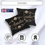 Custom Name Black Tropical Beach Silhouette Summer Seamless Name Square Filled Cushion Throw Pillow Sofa Bed Home Decor Zip Washable UK Made
