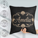 Custom Name Black Tropical Beach Silhouette Summer Seamless Name Square Filled Cushion Throw Pillow Sofa Bed Home Decor Zip Washable UK Made