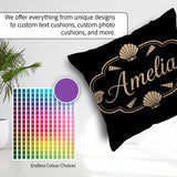 Custom Name Black Tropical Beach Silhouette Summer Seamless Name Square Filled Cushion Throw Pillow Sofa Bed Home Decor Zip Washable UK Made
