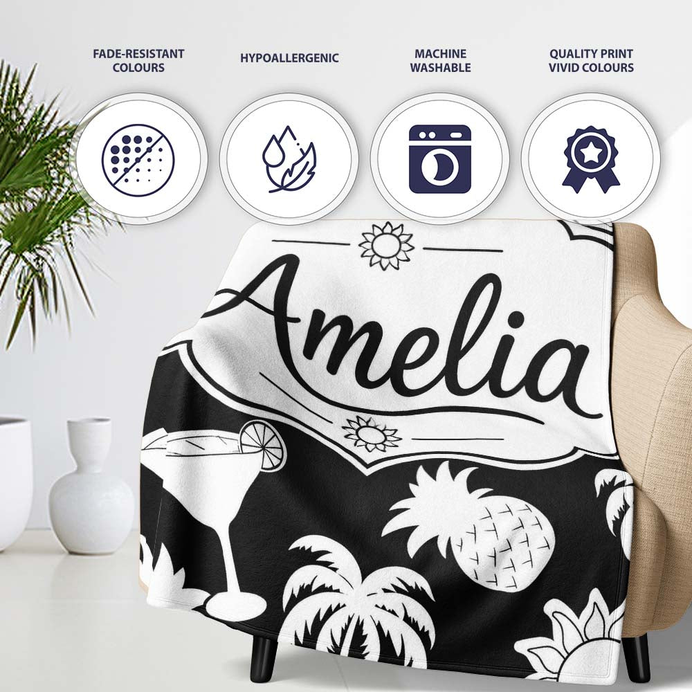Soft Grey Minimal Plain Background Subtle Texture Seamless Pattern  Personalised Custom Name Super Soft Fleece Blanket Bed Sofa Throw