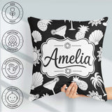 Custom Name Soft Grey Minimal Background Subtle Texture Seamless Square Filled Cushion Throw Pillow Sofa Bed Home Decor Zip Washable UK Made