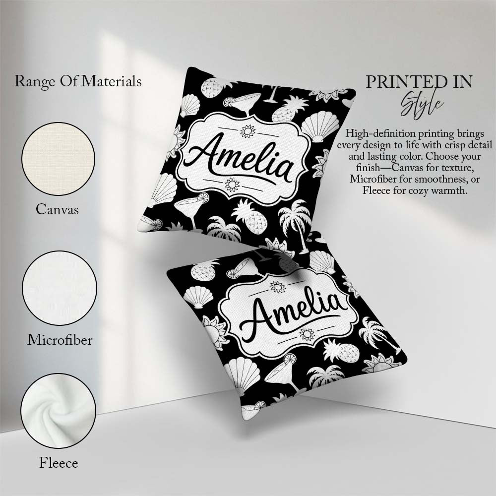 Custom Name Soft Grey Minimal Background Subtle Texture Seamless Square Filled Cushion Throw Pillow Sofa Bed Home Decor Zip Washable UK Made