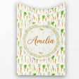 Clean White Background Carrot and Herb Botanical Seamless Pattern  Personalised Custom Name Super Soft Fleece Blanket Bed Sofa Throw