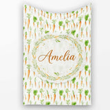 Clean White Background Carrot and Herb Botanical Seamless Pattern  Personalised Custom Name Super Soft Fleece Blanket Bed Sofa Throw