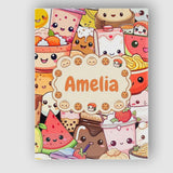 Personalised Name Cute Kawaii Food Characters Custom Unique Gift Idea Modern Room Accent Canvas Wall Art Print Decor Picture Ready to Hang