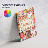 Personalised Name Cute Kawaii Food Characters Custom Unique Gift Idea Modern Room Accent Canvas Wall Art Print Decor Picture Ready to Hang