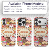 Cute Kawaii Food Characters Sushi Drinks Desserts Custom Name Protective Phone Case Mobile Cover Durable Everyday Smartphone Shock Resistant