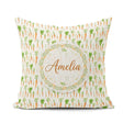 Custom Name Clean White Background Carrot and Botanical Seamless Square Filled Cushion Throw Pillow Sofa Bed Home Decor Zip Washable UK Made
