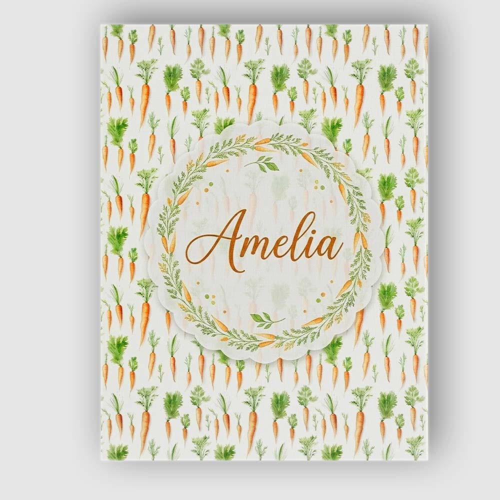 Personalised Name Clean White Background Carrot and Herb Botanical Custom  Unique Canvas Wall Art Print Decor Picture Ready to Hang