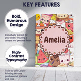 Personalised Name Cute Kawaii Food Characters Custom Unique Gift Idea Modern Room Accent Canvas Wall Art Print Decor Picture Ready to Hang