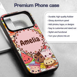Cute Kawaii Food Characters Sushi Drinks Desserts Custom Name Protective Phone Case Mobile Cover Durable Everyday Smartphone Shock Resistant