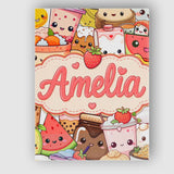 Personalised Name Cute Kawaii Food Characters Custom Unique Gift Idea Modern Room Accent Canvas Wall Art Print Decor Picture Ready to Hang
