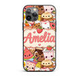 Cute Kawaii Food Characters Sushi Drinks Desserts Custom Name Protective Phone Case Mobile Cover Durable Everyday Smartphone Shock Resistant