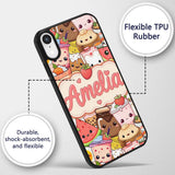 Cute Kawaii Food Characters Sushi Drinks Desserts Custom Name Protective Phone Case Mobile Cover Durable Everyday Smartphone Shock Resistant