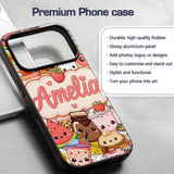 Cute Kawaii Food Characters Sushi Drinks Desserts Custom Name Protective Phone Case Mobile Cover Durable Everyday Smartphone Shock Resistant