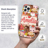 Cute Kawaii Food Characters Sushi Drinks Desserts Custom Name Protective Phone Case Mobile Cover Durable Everyday Smartphone Shock Resistant