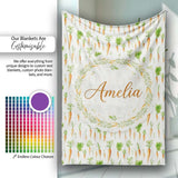 Clean White Background Carrot and Herb Botanical Seamless Pattern  Personalised Custom Name Super Soft Fleece Blanket Bed Sofa Throw