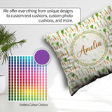 Custom Name Clean White Background Carrot and Botanical Seamless Square Filled Cushion Throw Pillow Sofa Bed Home Decor Zip Washable UK Made