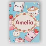 Personalised Name Cute Strawberry Cat Custom Modern Room Accent Creative Decorator Style Canvas Wall Art Print Decor Picture Ready to Hang