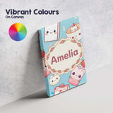 Personalised Name Cute Strawberry Cat Custom Modern Room Accent Creative Decorator Style Canvas Wall Art Print Decor Picture Ready to Hang