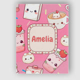 Personalised Name Cute Strawberry Cat Custom Modern Room Accent Creative Decorator Style Canvas Wall Art Print Decor Picture Ready to Hang