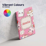 Personalised Name Cute Strawberry Cat Custom Modern Room Accent Creative Decorator Style Canvas Wall Art Print Decor Picture Ready to Hang