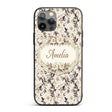 Elegant Monochrome Floral Vintage Printed Design Custom Name Protective Phone Case Mobile Cover Durable Everyday Smartphone Shock Resistant