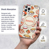 Cute Kawaii Sushi Rice Noodles Bowl Food Seamless Custom Name Protective Phone Case Mobile Cover Durable Everyday Smartphone Shock Resistant