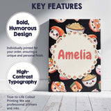 Personalised Name Cute Kawaii Sushi Rice Custom  Unique Gift Idea Elegant Feature Canvas Wall Art Print Decor Picture Ready to Hang