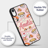 Cute Kawaii Sushi Rice Bowls and Printed Design Custom Name Protective Phone Case Mobile Cover Durable Everyday Smartphone Shock Resistant