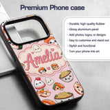 Cute Kawaii Sushi Rice Bowls and Printed Design Custom Name Protective Phone Case Mobile Cover Durable Everyday Smartphone Shock Resistant